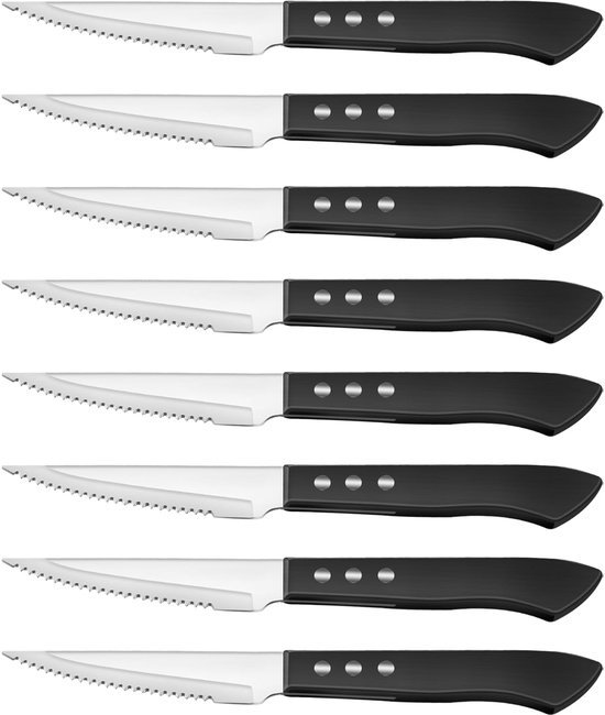 Ibenzoa® Set van 8 Roestvrijstalen Steakmessen met Ergonomische Handgreep Ibenzoa® Set van 8 Roestvrijstalen Steakmessen met Ergonomische Handgreep