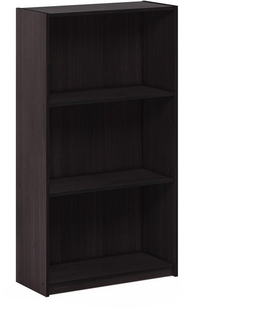 Ibenzoa® Stijlvolle houten boekenkast met drie vakken in donker walnootontwerp