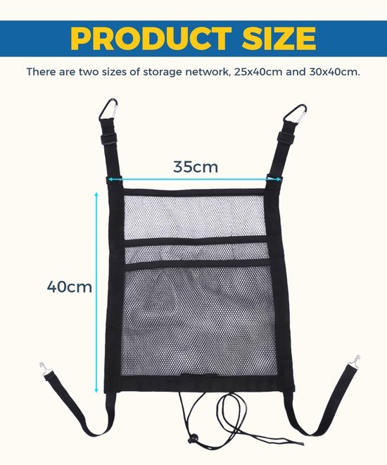 Ibenzoa® Elastisch opbergnet voor auto tussen voorstoelen voor georganiseerde opslag