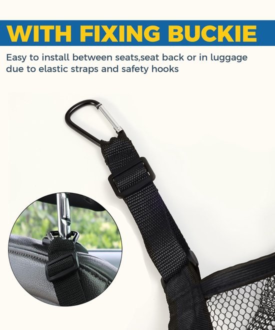 Ibenzoa® Elastisch opbergnet voor auto tussen voorstoelen voor georganiseerde opslag