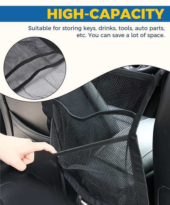 Ibenzoa® Elastisch opbergnet voor auto tussen voorstoelen voor georganiseerde opslag