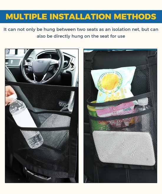 Ibenzoa® Elastisch opbergnet voor auto tussen voorstoelen voor georganiseerde opslag