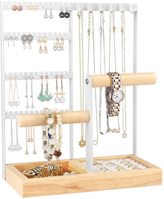 Ibenzoa® Elegante witte sieradenstandaard voor overzichtelijke opberging van juwelen
