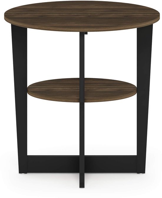 Ibenzoa® Elegante ovale bijzettafel met open plank in walnootzwart design