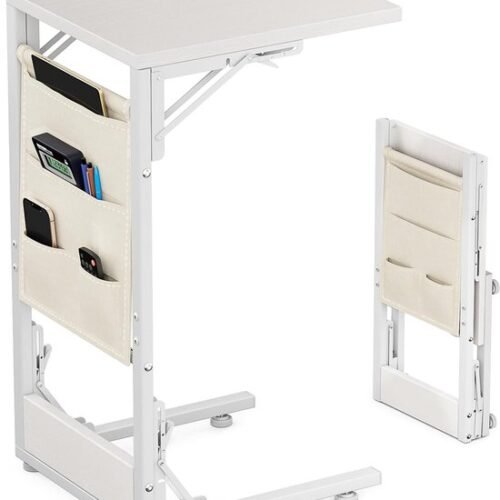 Unyqoos® Handige inklapbare C-vormige bijzettafel met opbergtas voor elke ruimte