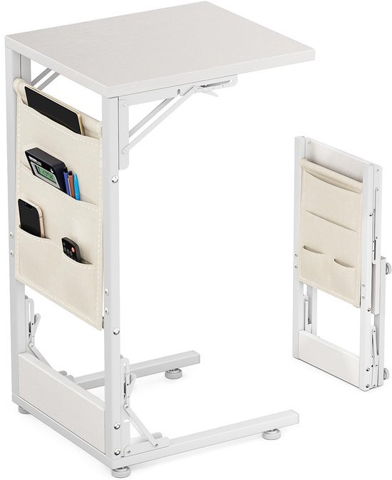 Unyqoos® Handige inklapbare C-vormige bijzettafel met opbergtas voor elke ruimte Unyqoos® Handige inklapbare C-vormige bijzettafel met opbergtas voor elke ruimte
