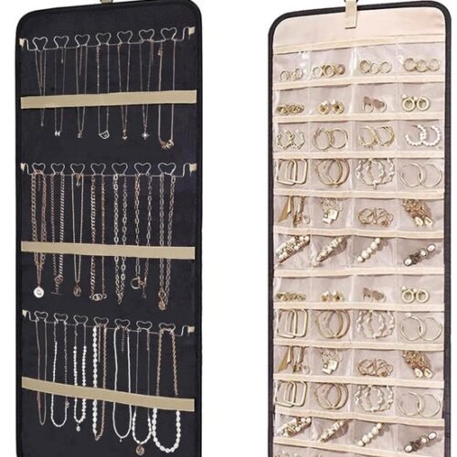 Ibenzoa® Dubbelzijdige hangende sieradenopberger met 39 vakken en metalen haken