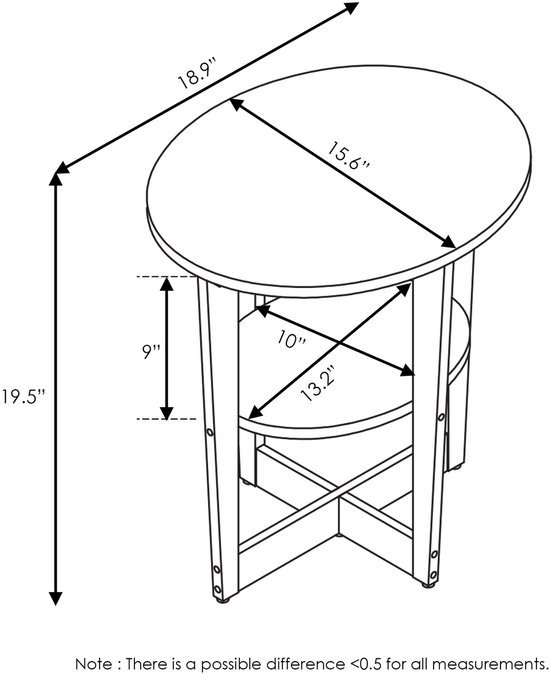 Ibenzoa® Elegante ovale bijzettafel met open plank in walnootzwart design