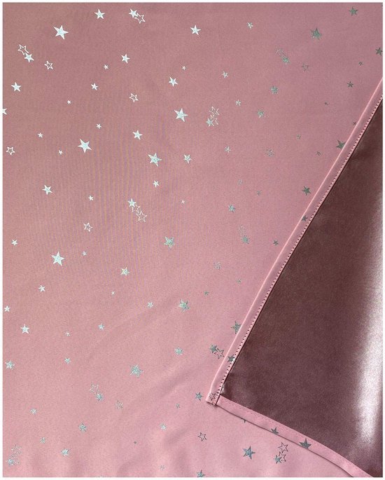 Ibenzoa® Roze verduisteringsgordijn met zilveren sterren voor kinderkamer