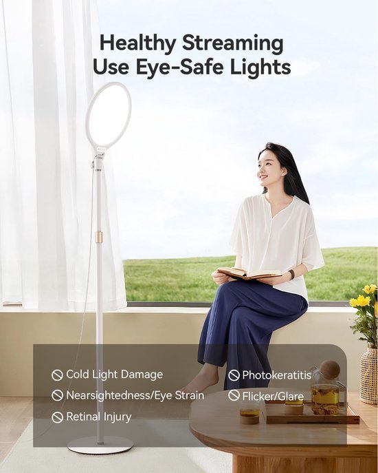 Ibenzoa® Dimbare ringlamp met statief voor livestreaming en videoproducties