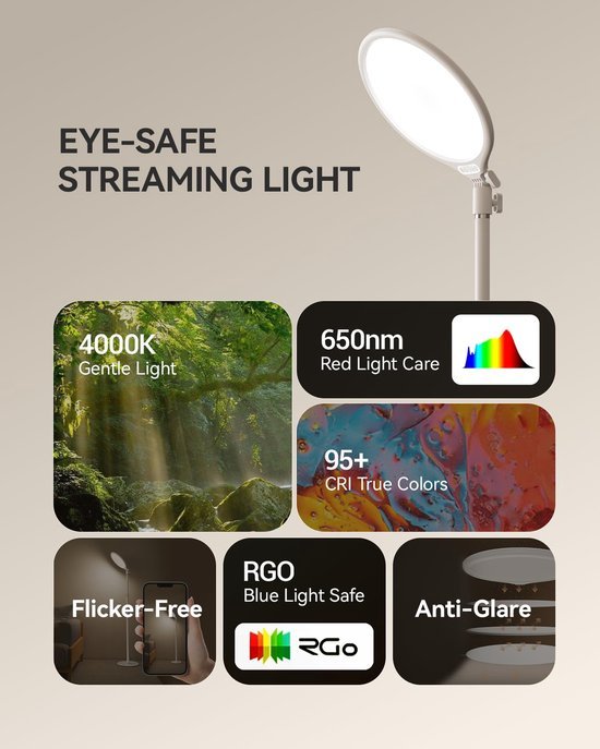 Ibenzoa® Dimbare ringlamp met statief voor livestreaming en videoproducties