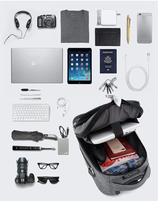 Ibenzoa® Waterbestendige multifunctionele laptoprugzak met wieltjes en USB-aansluiting