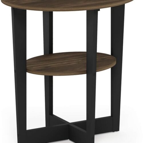 Ibenzoa® Elegante ovale bijzettafel met open plank in walnootzwart design