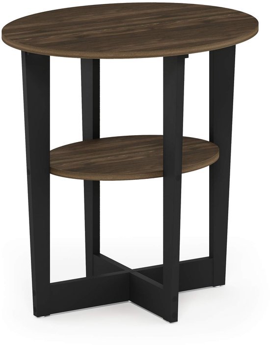 Ibenzoa® Elegante ovale bijzettafel met open plank in walnootzwart design