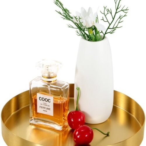 Ibenzoa® Rond goudkleurig dienblad van metaal voor stijlvolle organisatie thuis