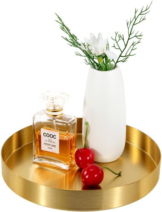 Ibenzoa® Rond goudkleurig dienblad van metaal voor stijlvolle organisatie thuis