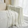 Ibenzoa® Zachte en veelzijdige gebreide deken voor bank of bed in beige tint