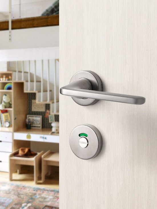 Ibenzoa® Stijlvolle zilverkleurige deurklink voor binnen- en buitendeuren met ronde rozet Ibenzoa® Stijlvolle zilverkleurige deurklink voor binnen- en buitendeuren met ronde rozet