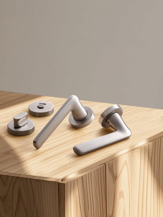 Ibenzoa® Stijlvolle zilverkleurige deurklink voor binnen- en buitendeuren met ronde rozet Ibenzoa® Stijlvolle zilverkleurige deurklink voor binnen- en buitendeuren met ronde rozet