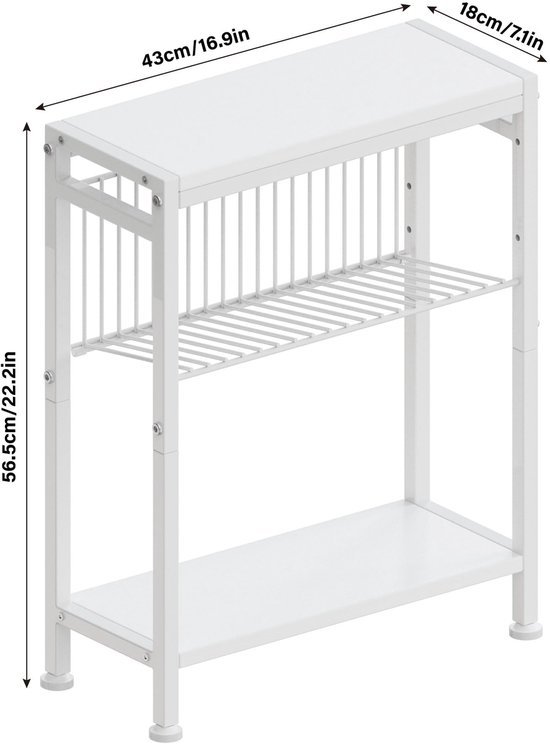 Unyqoos® bijzettafel met planken en tijdschriftenhouder