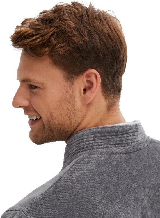 Ibenzoa® Luxe katoenen herenbadjas met velours afwerking en handige zakken