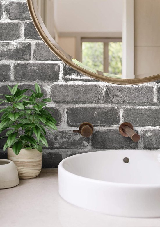 Ibenzoa® Eenvoudig aan te brengen grijs 3D-baksteenbehang voor sfeervolle muren