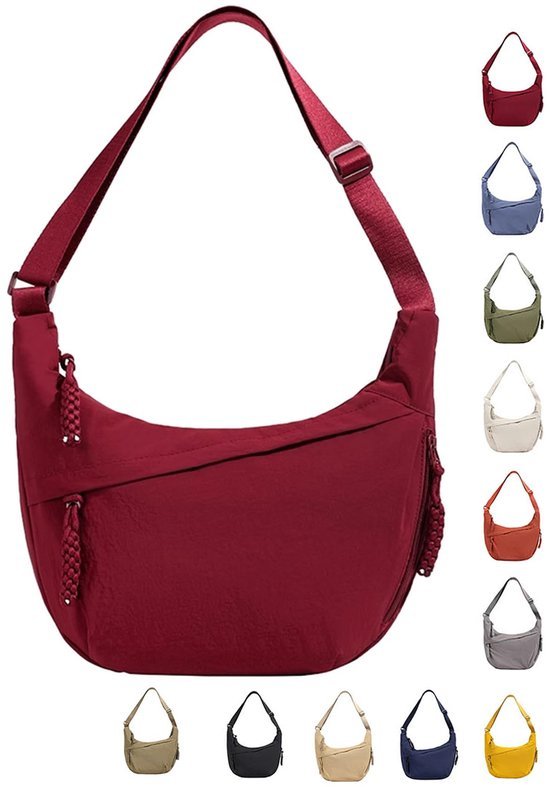 Ibenzoa® Stijlvolle halve maan schoudertas met verstelbare riem en ruime opbergruimte