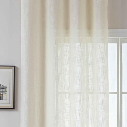 Ibenzoa® Elegante crème gordijn met linnenstructuur en lichtdoorlatendheid