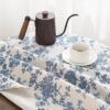 Ibenzoa® Rond tafelkleed met blauwe bloemenprint voor binnen en buiten gebruik