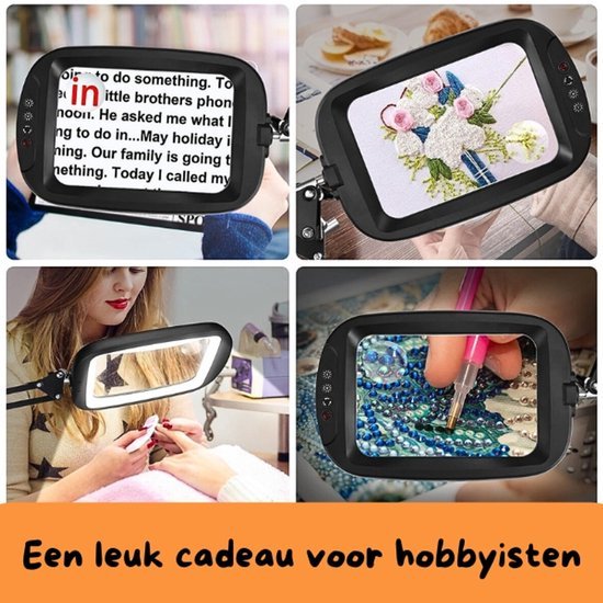 Unyqoos® Verstelbare grote rechthoekige loeplamp met 30 X VERGROTING - LED-verlichting voor lezen en hobby's EXTRA STEVIG