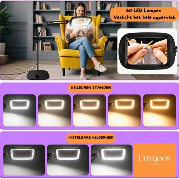 Unyqoos® Verstelbare grote rechthoekige loeplamp met 30 X VERGROTING - LED-verlichting voor lezen en hobby's EXTRA STEVIG