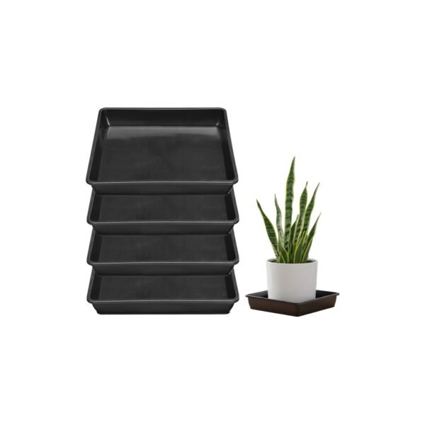 Unyqoos® Plantenschotel Vierkant – Set van 4 – Kunststof Plantenschalen voor Bloempot – Binnen & Buiten