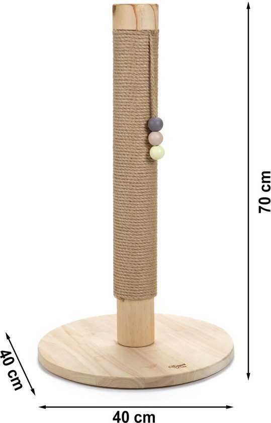 Unyqoos® Stijlvolle krabboom met speelballen voor katten in zandkleurig design