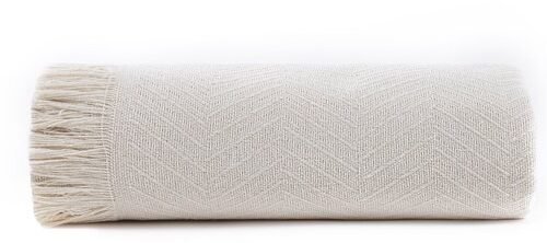 Unyqoos ® Veelzijdige Crèmekleurige Deken met Visgraatpatroon voor Bed en Bank, 125 x 180 cm