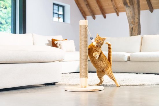 Unyqoos® Stijlvolle krabboom met speelballen voor katten in zandkleurig design