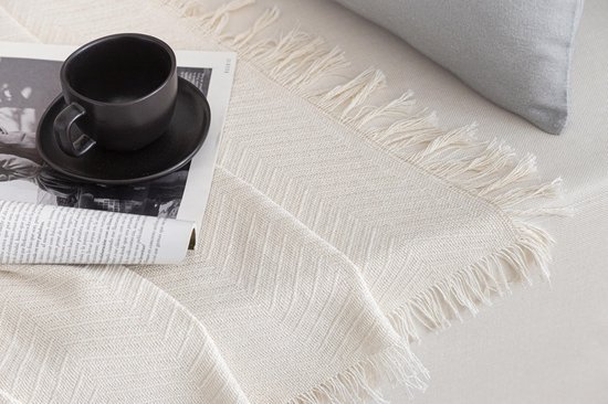 Unyqoos ® Veelzijdige Crèmekleurige Deken met Visgraatpatroon voor Bed en Bank, 125 x 180 cm Unyqoos ® Veelzijdige Crèmekleurige Deken met Visgraatpatroon voor Bed en Bank, 125 x 180 cm