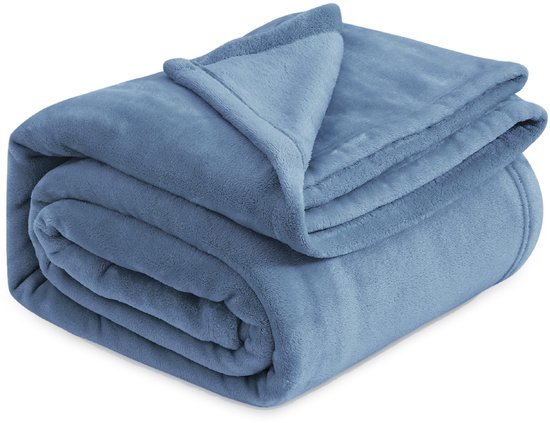 Unyqoos® Hemelsblauwe Flanellen Fleece Woondeken voor Ultiem Comfort en Warmte, 220 x 240 cm