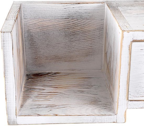 Unyqoos® Houten Toiletrolhouder Met Schuiflade En Wandplank Voor Badkamerdecoratie 37 x 17 x 14 cm Wit