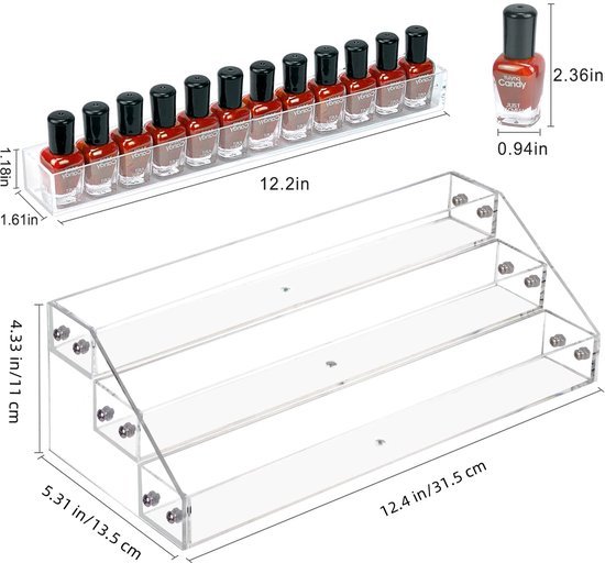 Ibenzoa® Transparant acryl nagellakrek met drie lagen voor cosmeticaopslag Ibenzoa® Transparant acryl nagellakrek met drie lagen voor cosmeticaopslag