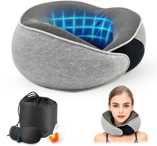 Unyqoos® Ergonomisch nekkussen met traagschuim en accessoires voor comfortabel reizen Unyqoos® Ergonomisch nekkussen met traagschuim en accessoires voor comfortabel reizen