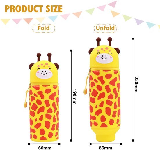 Unyqoos® Flexibele 2-in-1 Silicontas met Schattige Dierenprint - Pennenhouder en Etui in Één