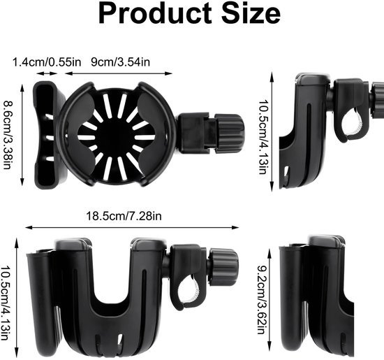 Unyqoos® Universele 360 graden verstelbare bekerhouder met telefoonhouder voor onderweg