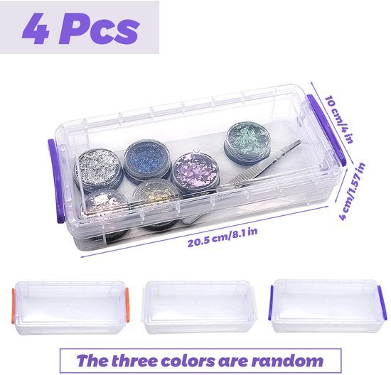 Unyqoos® Set van vier transparante opbergdozen met deksel voor kantoor en hobby Unyqoos® Set van vier transparante opbergdozen met deksel voor kantoor en hobby