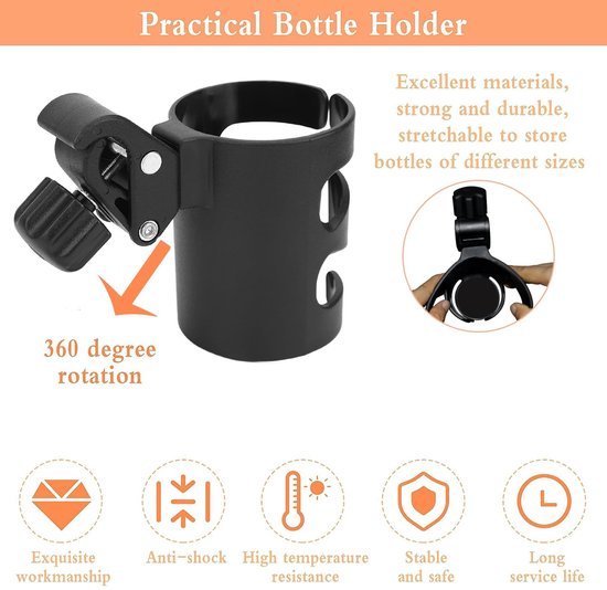 Unyqoos® Universele en verstelbare bekerhouders voor kinderwagen, fiets en mountainbike