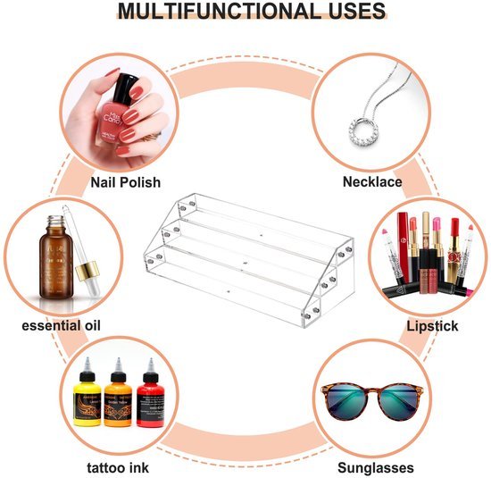 Ibenzoa® Transparant acryl nagellakrek met drie lagen voor cosmeticaopslag Ibenzoa® Transparant acryl nagellakrek met drie lagen voor cosmeticaopslag