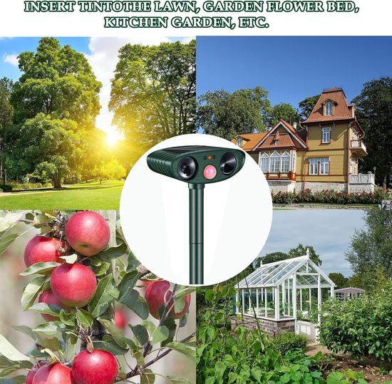 Unyqoos® Duivenverjager, Vogelverschrikker met Bewegingssensor voor Tuin en Terras, Oplaadbaar via Zonne-energie