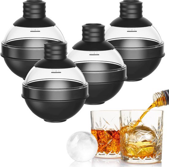 Unyqoos® Herbruikbare siliconen ijsballenvormen voor cocktails en whisky met deksel
