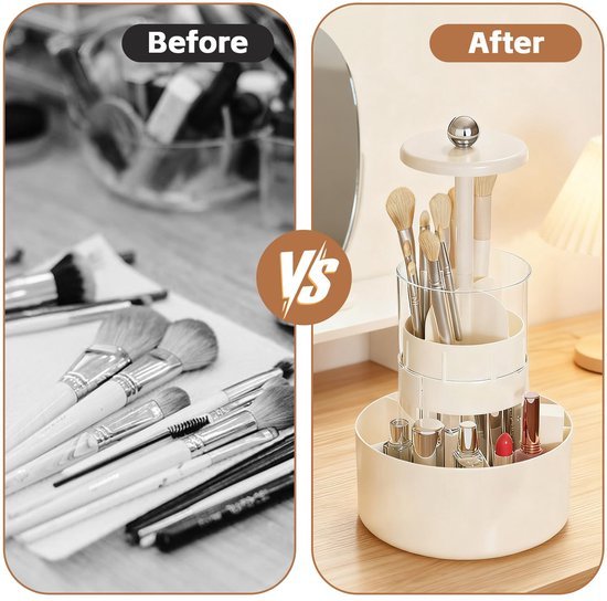 Unyqoos® Transparante make-up organizer met draaibare houder en deksel voor penselen Unyqoos® Transparante make-up organizer met draaibare houder en deksel voor penselen