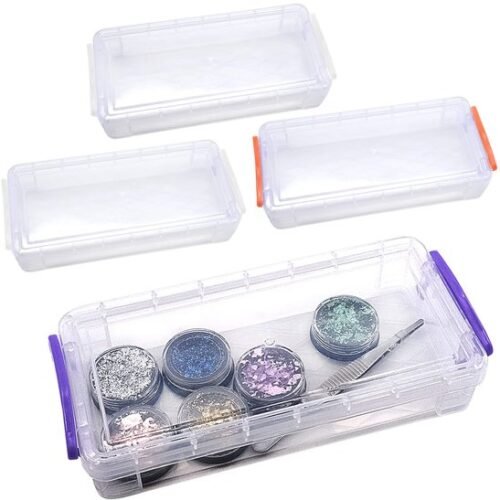 Unyqoos® Set van vier transparante opbergdozen met deksel voor kantoor en hobby