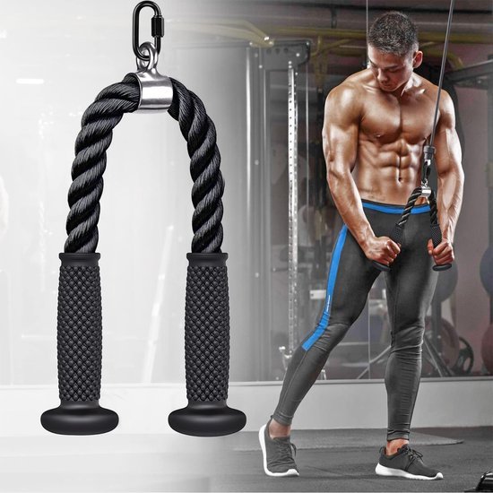 Unyqoos® Robuust Tricepstouw met Zachte Rubber Uiteinden voor Krachttraining en Fitnessstudio's
